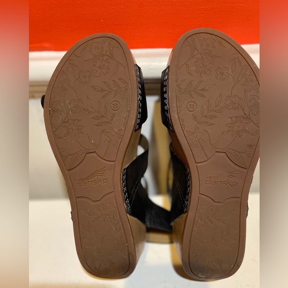 Dansko Black Sandals with Gold Buckles - Picture 4 of 5